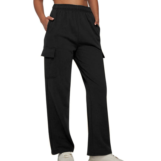 Damen Cargo-Hose mit weitem Bein, elastischem Bund und Cargotaschen Nord Taschen