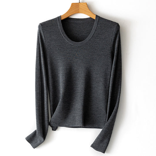 Damen Feinstrick-Langarmshirt mit Rundhalsausschnitt und leichter A-Linie Nord Taschen