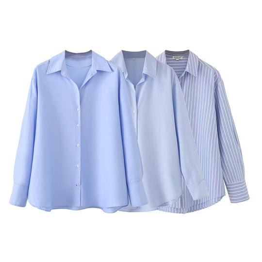 Damen Oversized-Hemdbluse mit weitem Schnitt, langen Manschettenärmeln und abgerundetem Saum Nord Taschen