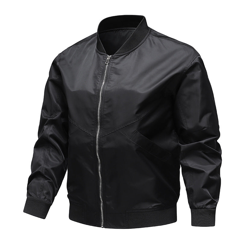 Men's  minimalist nylon flight bomber jacket with angled welt pockets and funnel rib collar Nord Taschen