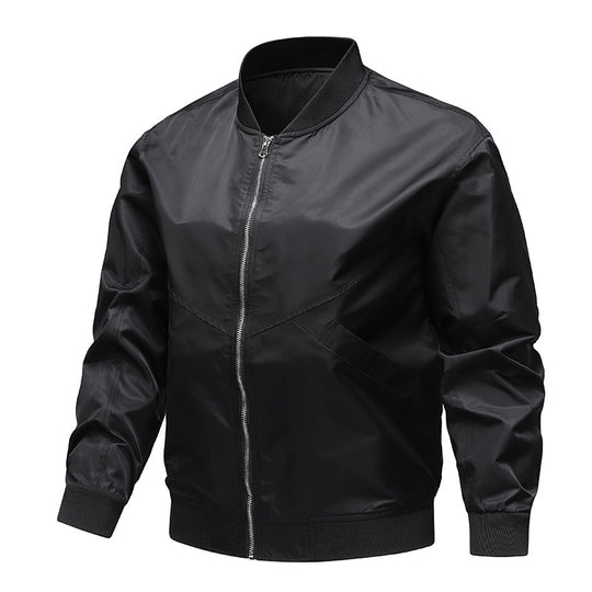 Men's  minimalist nylon flight bomber jacket with angled welt pockets and funnel rib collar Nord Taschen