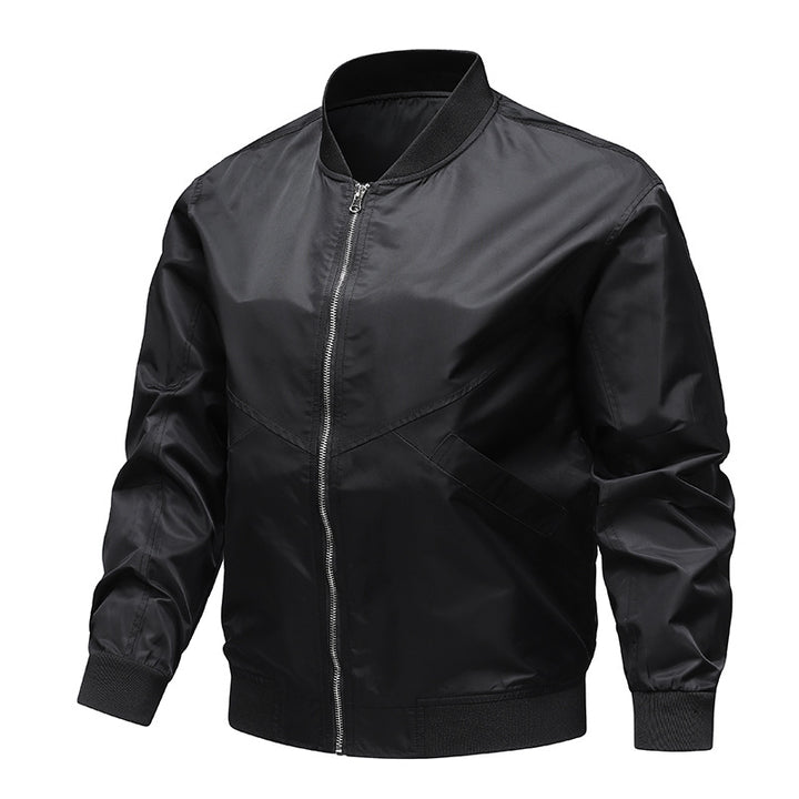 Men's  minimalist nylon flight bomber jacket with angled welt pockets and funnel rib collar Nord Taschen
