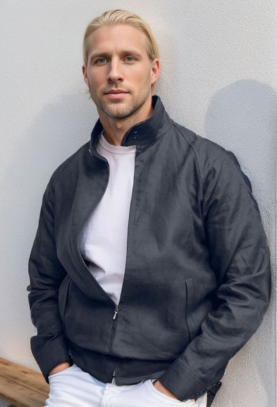 Herren Leichte Harrington-Jacke mit Stehkragen und Reißverschluss Nord Taschen