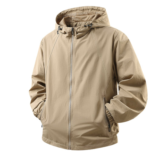 Herren Leichte atmungsaktive Kapuzen-Windjacke mit Mesh-Innenfutter und Reißverschlusstaschen Nord Taschen