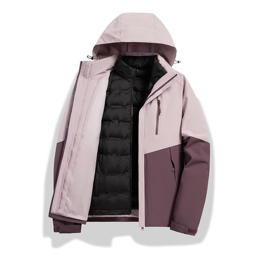 Damen 2-in-1 wasserdichte Winterjacke mit abnehmbarer Daunen-Innenweste Nord Taschen