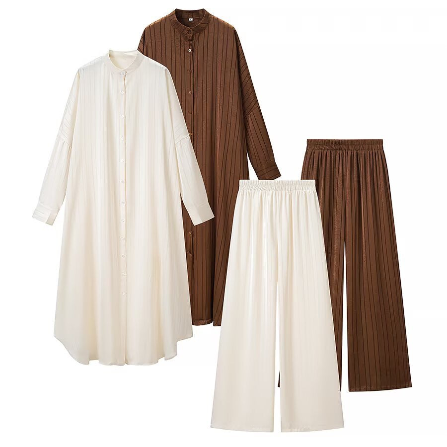 Damen Maxikleid im Plissee-Kaftanstil mit Oversize-Ärmeln und Knopfleiste Nord Taschen