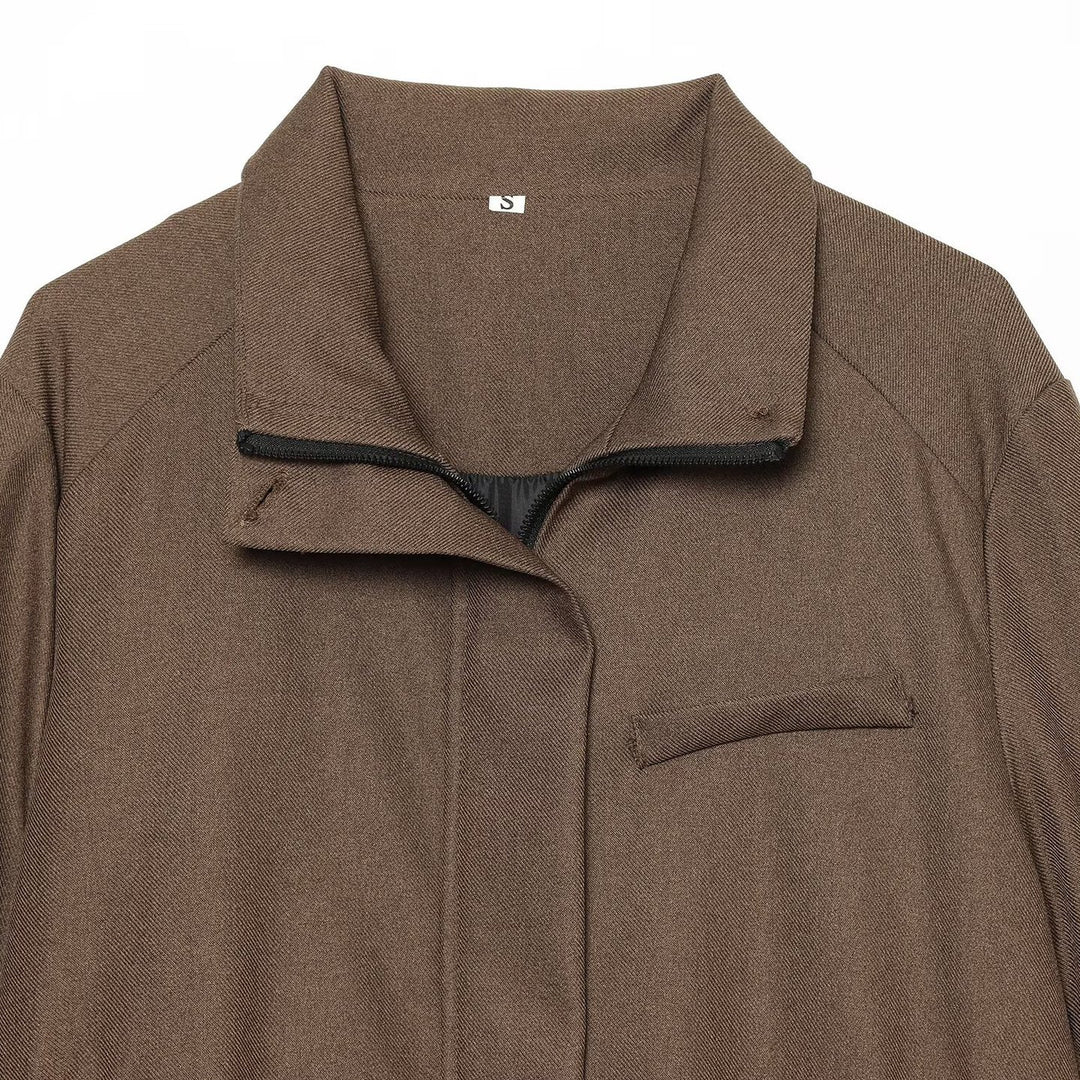 Damen Hochtaillierte konische Wolloptik-Stoffhose mit Bügelfalte und schmaler Knöchelpassform Nord Taschen