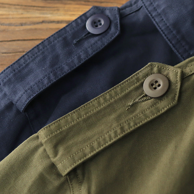 Herren Militärinspirierte Feldjacke mit aufgesetzten Pattentaschen und Schulterklappen Nord Taschen