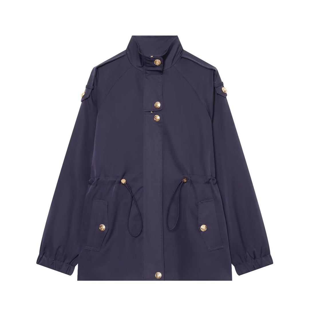 Damen leichter Parka mit Stehkragen, Tunnelzugtaillierung und Schulterpatten Nord Taschen