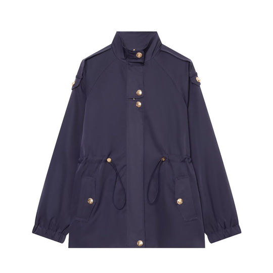Damen leichter Parka mit Stehkragen, Tunnelzugtaillierung und Schulterpatten Nord Taschen