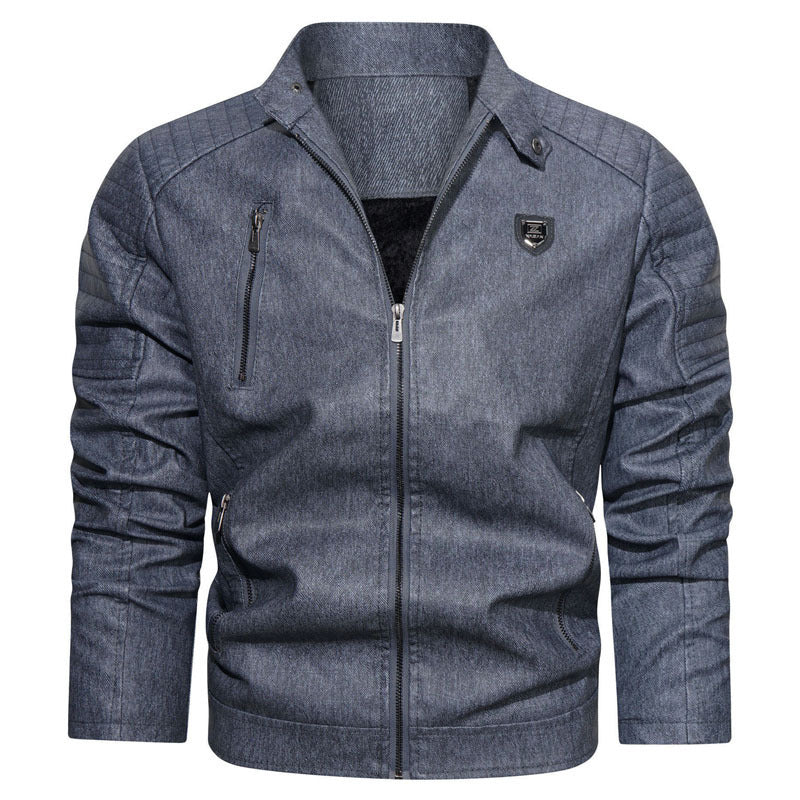 Herren robustes Denim‑Look Fieldblouson mit gesteppter Schulterpartie und Reißverschlussdetails Nord Taschen