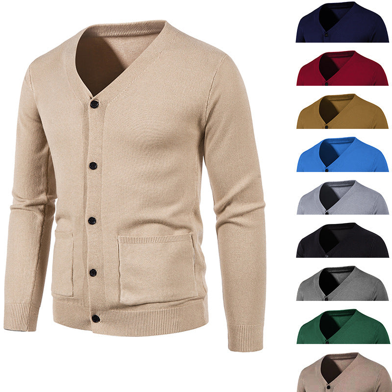 Herren Feinstrick-Cardigan mit V-Ausschnitt, Knopfleiste und aufgesetzten Taschen Nord Taschen