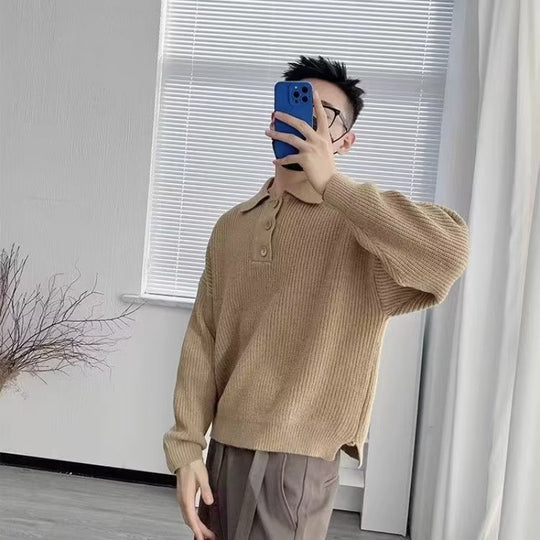 Herren Feinstrick-Polo-Pullover mit Halbschlupf‑Knopfleiste, Rippstruktur und Seitenschlitzen Nord Taschen