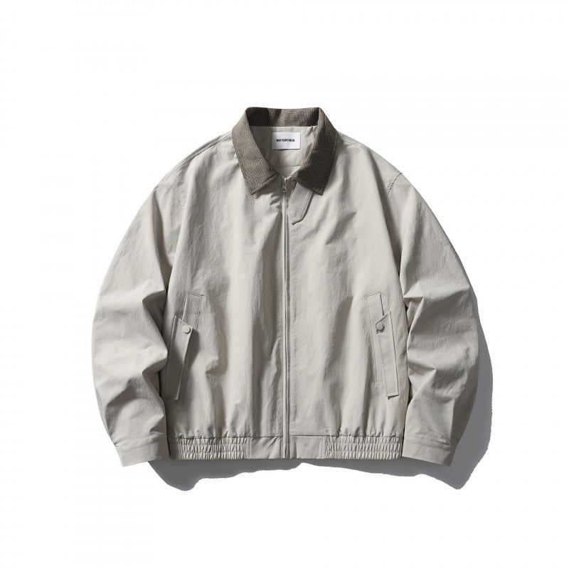 Herren Leichte Harringtonjacke mit Cordkragen und elastischem Saum Nord Taschen
