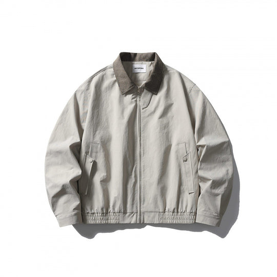 Herren Leichte Harringtonjacke mit Cordkragen und elastischem Saum Nord Taschen