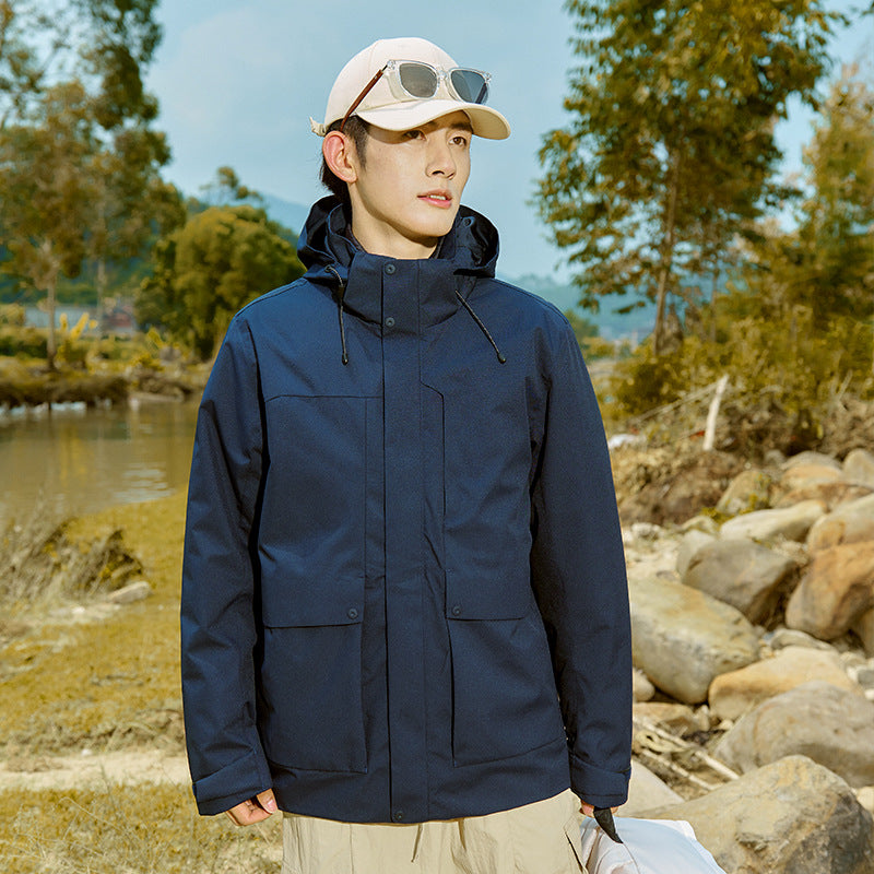 Herren Technische wasserdichte Parka-Jacke mit verstellbarer Kapuze und multifunktionalen Taschen Nord Taschen
