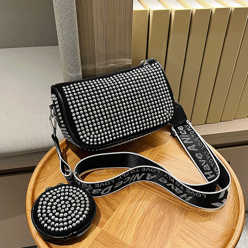 Damen Umhängetasche mit Strassverzierungen und individuellem Tragegurt Nord Taschen