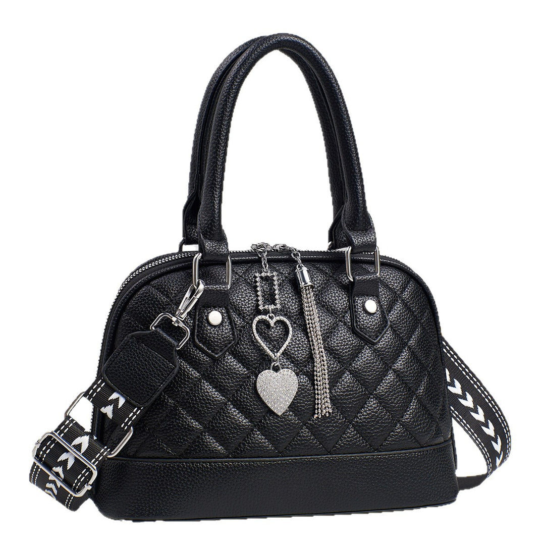 Damen elegante Handtasche mit elegantem Karomuster und modischen Anhängern Nord Taschen