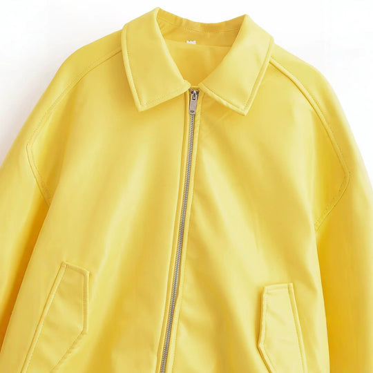 Damen Oversized Bomberjacke mit Reißverschluss, Kragen, gerippten Bündchen und Pattentaschen Nord Taschen