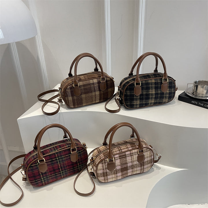 Damen modische Schultertasche im Karodesign Nord Taschen