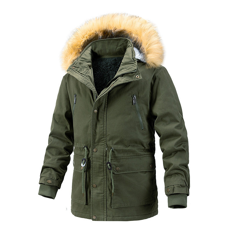 Herren Winterschutz-Parka mit wärmendem Teddyfutter abnehmbarer Kunstfellkapuze und verstärkten Utility-Taschen Nord Taschen