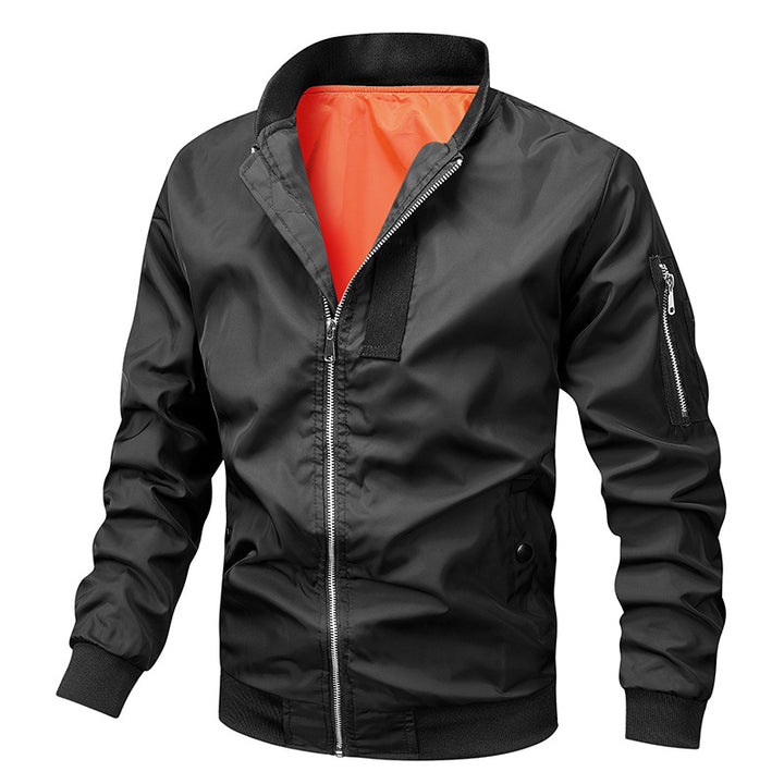 Herren  klassische Piloten-Bomberjacke mit kontrastierendem Innenfutter, Ärmel-Reißverschlusstasche und elastischen Bündchen Nord Taschen