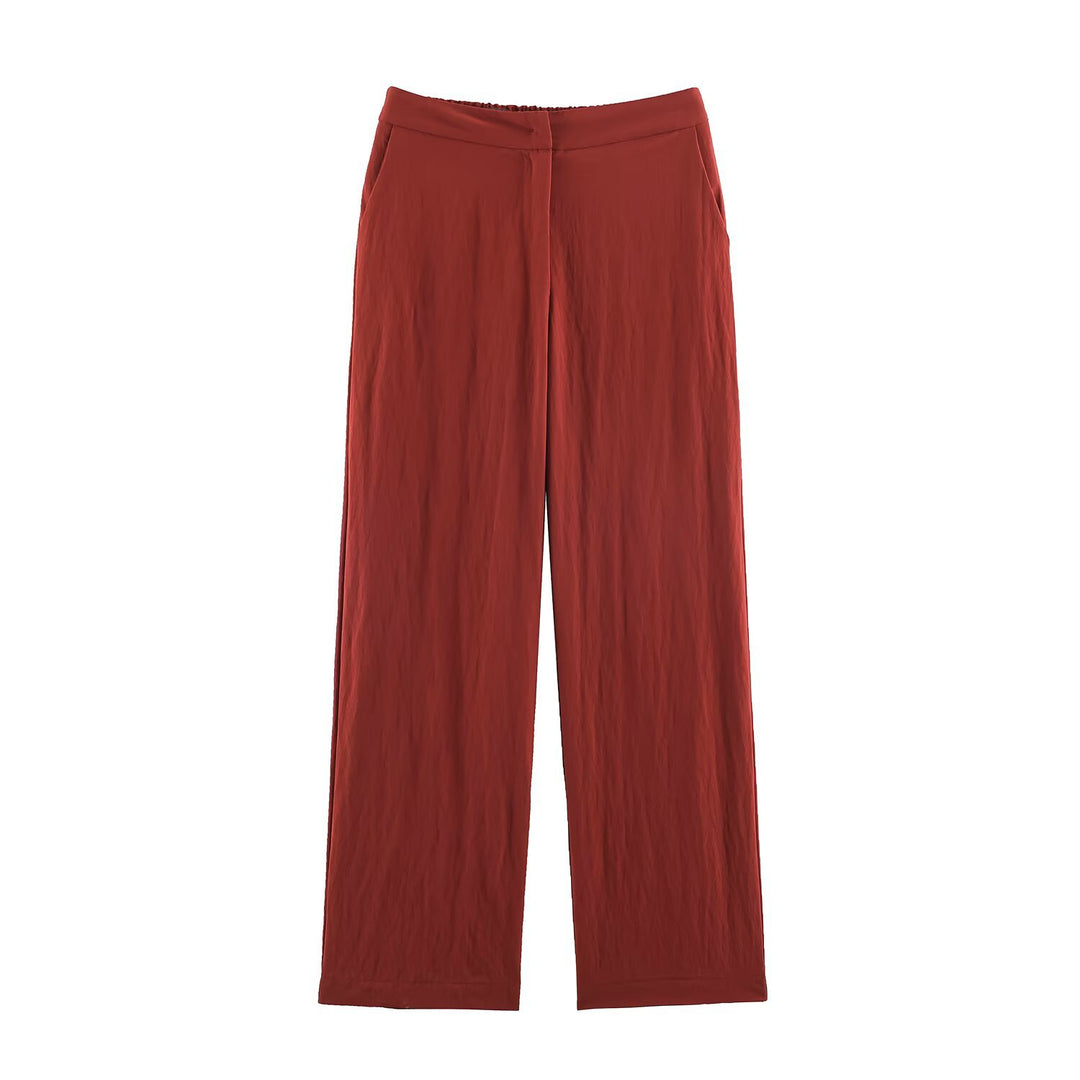 Damen Leichte High‑Waist Palazzo‑Hose mit weitem Bein und Eingrifftaschen Nord Taschen