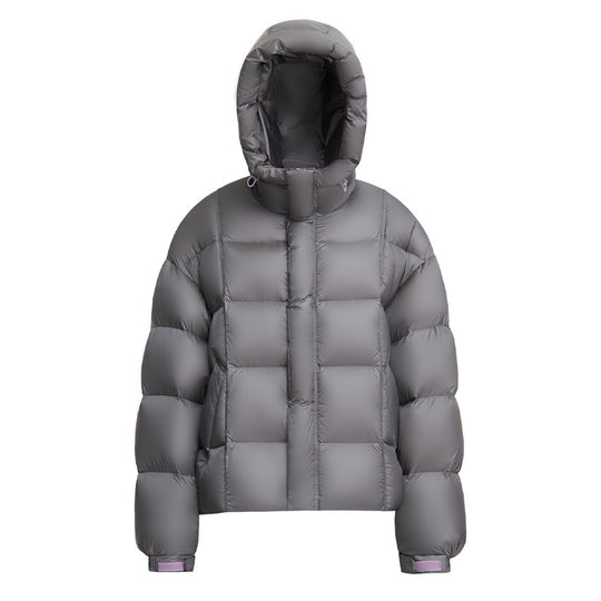 Damen Kurze Boxy‑Steppjacke mit Oversize‑Ärmeln, hohem Thermokragen und Kapuze Nord Taschen