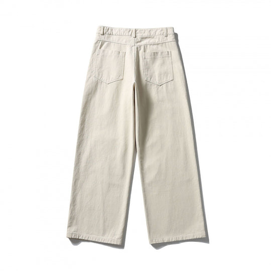 Damen Palazzo-Jeanshose mit hoher Taille, weitem Bein und Ziernähten Nord Taschen