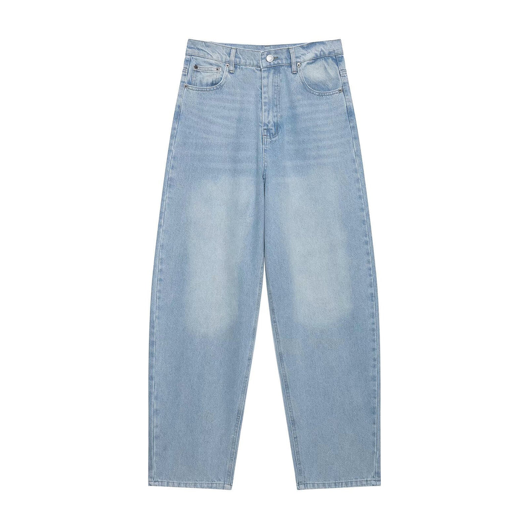 Damen Hochtaillierte kurzgeschnittene Jeans mit weitem Bein aus Denim Nord Taschen