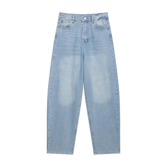 Damen Hochtaillierte kurzgeschnittene Jeans mit weitem Bein aus Denim Nord Taschen
