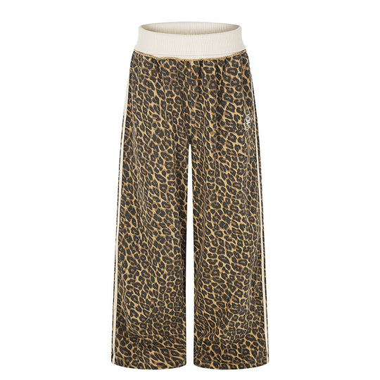 Damen weite Palazzo-Jogginghose mit Leopardenprint und elastischem Rippbund Nord Taschen