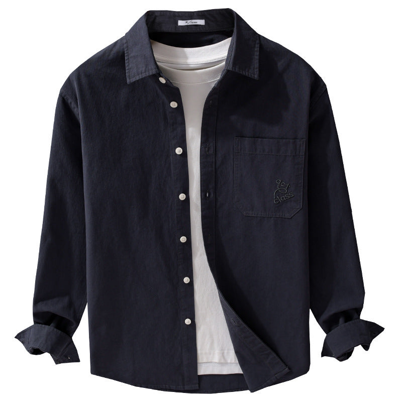 Herren Feines Cord-Überhemd im Overshirt-Stil mit Kentkragen und aufgesetzter Brusttasche Nord Taschen