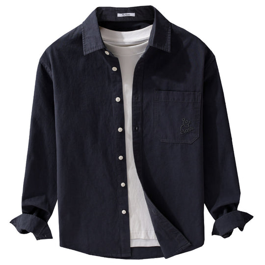 Herren Feines Cord-Überhemd im Overshirt-Stil mit Kentkragen und aufgesetzter Brusttasche Nord Taschen