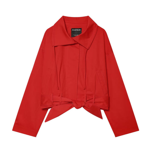 Damen Cropped Trenchjacke mit Taillenbindegürtel und kastiger Silhouette Nord Taschen