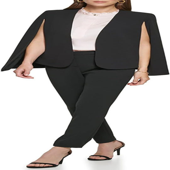 Damen Cape-Blazer-Set im Tailoring mit Cape-Ärmeln und schmaler Anzughose Nord Taschen