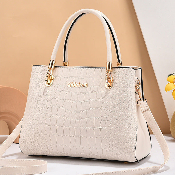 Nord Taschen | Handtasche für Damen - Schlichtes Design im Croco-Look mit verstellbarem Schultergurt