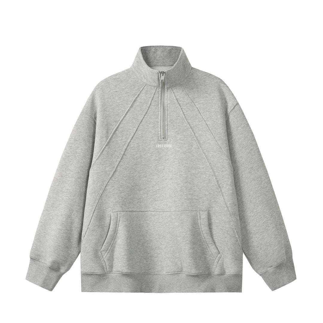 Unisex Oversize Sweatshirt mit Halbzip, hohem Funnelkragen und Kängurutasche Nord Taschen