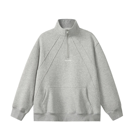 Unisex Oversize Sweatshirt mit Halbzip, hohem Funnelkragen und Kängurutasche Nord Taschen