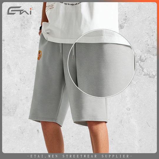 Herren Knieumspielende French-Terry Sweatshorts mit Kordelzug und gesticktem Wappen Nord Taschen