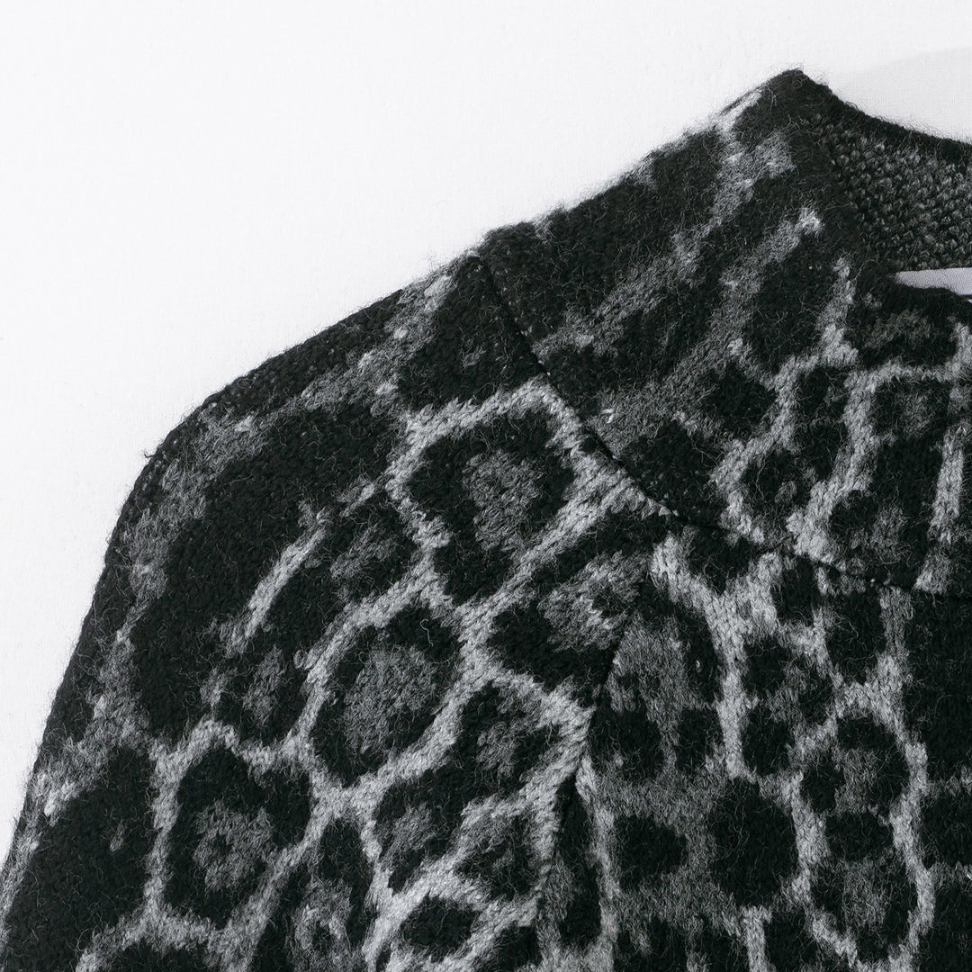 Damen Cape-Poncho mit Leopardenjacquard und Stehkragen Nord Taschen