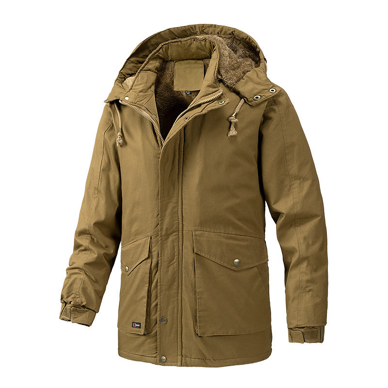 Herren Wärmegefütterte Parka-Jacke mit Kapuze und Teddyfutter Nord Taschen