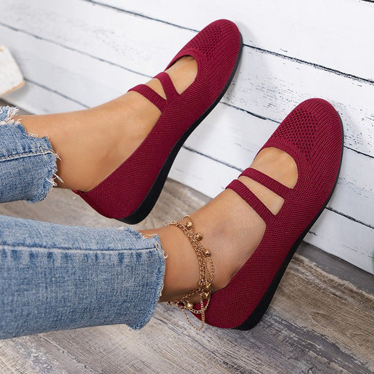 Flache Slipper mit Riemen Über Dem Spann und Flacher Sohle für Damen