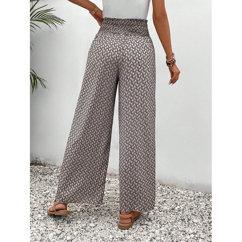 Damen weite Palazzo-Hose mit elastischem Bund und angesagtem Muster