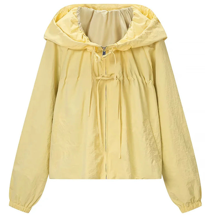 Damen Kurz geschnittene Wollmix-Jacke mit Stehkragen, Reißverschluss und Ballonärmeln Nord Taschen