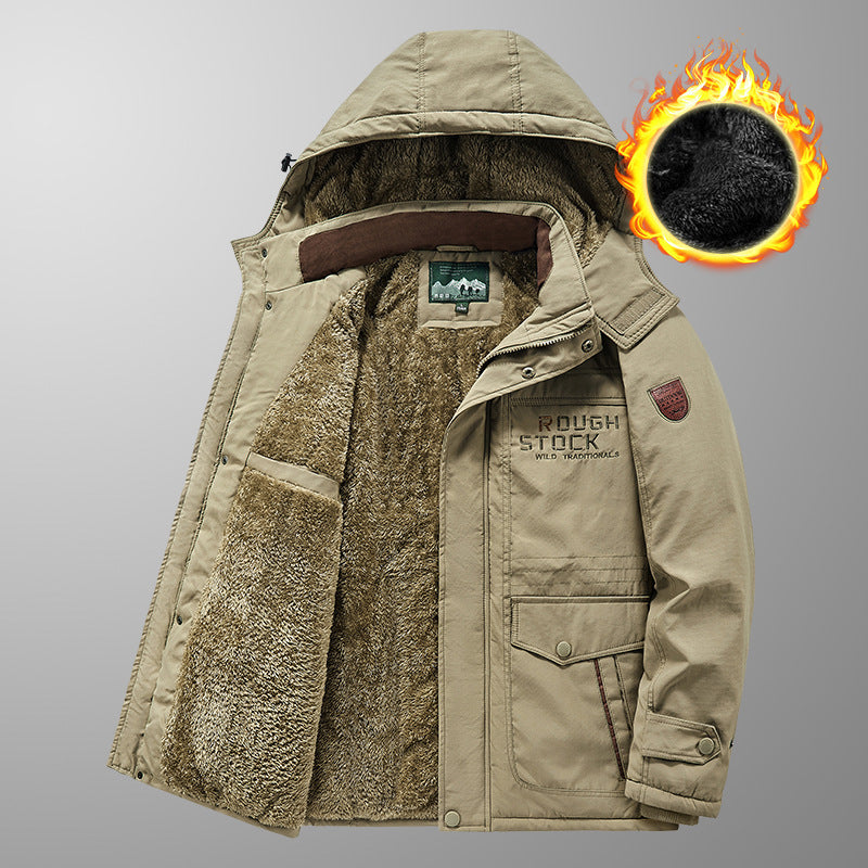 Herren wärmender gefütterter Kapuzenparka mit durchgehendem Teddyfleecefutter und Utility‑Taschen Nord Taschen