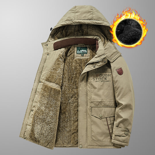 Herren wärmender gefütterter Kapuzenparka mit durchgehendem Teddyfleecefutter und Utility‑Taschen Nord Taschen