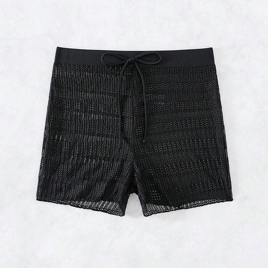 Damen Sportliche Badeshorts mit flexiblem Bund und modischem Wellenmuster