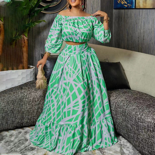 Damen Maxikleid mit überschnittenen Ärmeln und weitem Rock