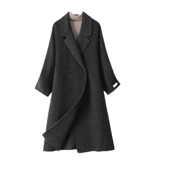 Damen Oversized Wollmix-Mantel mit weitem Revers und doppelreihiger Knopfleiste Nord Taschen